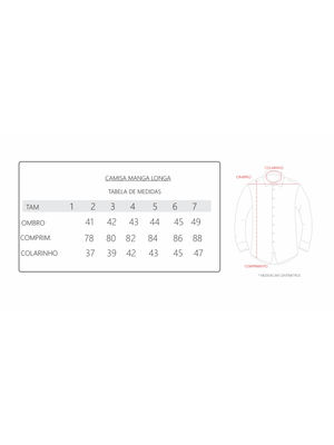 Camisa Custom sem Bolso Manga Longa Azul