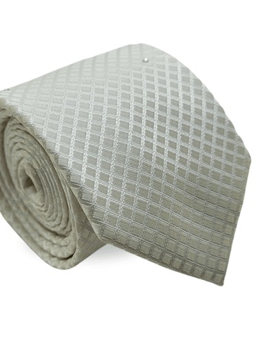 Gravata Tradicional Com Desenhos Geométricos Em Seda Pura Swarovski Bege Textura Medium 1