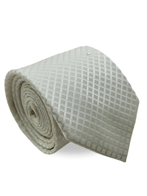 Gravata Tradicional Com Desenhos Geométricos Em Seda Pura Swarovski Bege Textura Medium 1