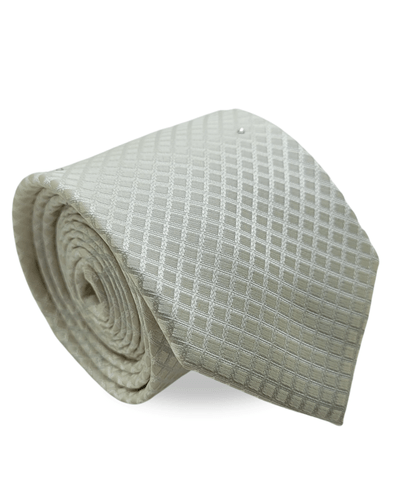 Gravata Tradicional Com Desenhos Geométricos Em Seda Pura Swarovski Bege Textura Medium 1