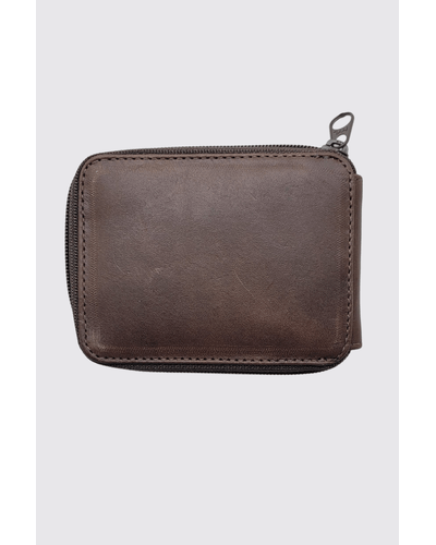 Carteira com ziper 100% couro  Brown