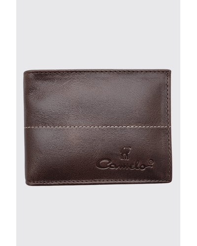 Carteira Slim 100% couro brown