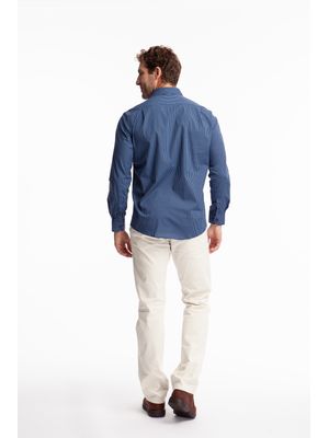 Camisa 100% Algodão Custom Sem Bolso manga longa Marinho