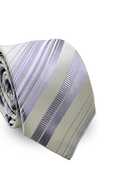Gravata Tradicional Seda Pierre Cardin Prata com Lilás