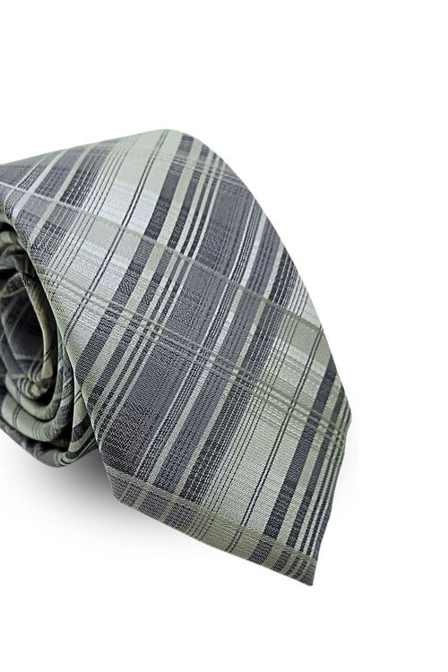 Gravata Slim Seda Pierre Cardin Xadrez Cinza