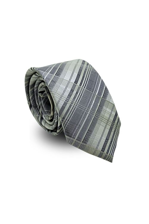 Gravata Slim Seda Pierre Cardin Xadrez Cinza