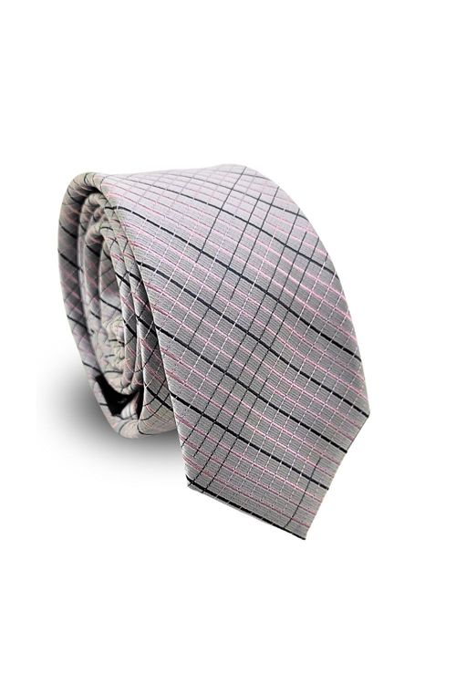 Gravata Slim Jacquard Poliéster Pierre Cardin Listras Lilás Prata