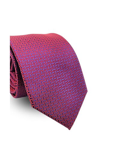 Gravata Tradicional Jacquard Poliéster Pierre Cardin  Vinho com Azul