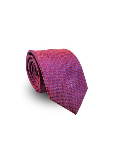 Gravata Tradicional Jacquard Poliéster Pierre Cardin  Vinho com Azul