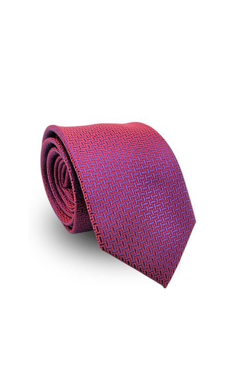 Gravata Tradicional Jacquard Poliéster Pierre Cardin  Vinho com Azul