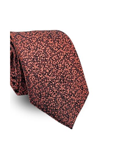 Gravata Tradicional Jacquard Poliéster Pierre Cardin  Floral Vermelho