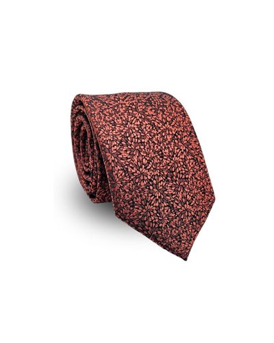 Gravata Tradicional Jacquard Poliéster Pierre Cardin  Floral Vermelho