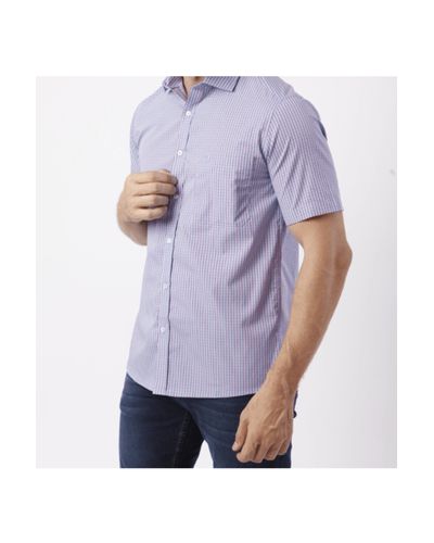 Camisa Custom Manga Curta Azul com Vermelho