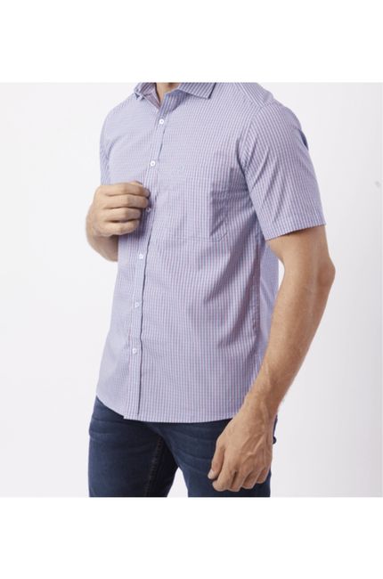 Camisa Custom Manga Curta Azul com Vermelho