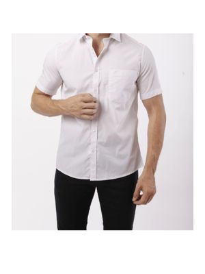 Camisa Custom Manga Curta Branco com Rosa