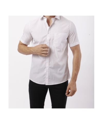 Camisa Custom Manga Curta Branco com Rosa