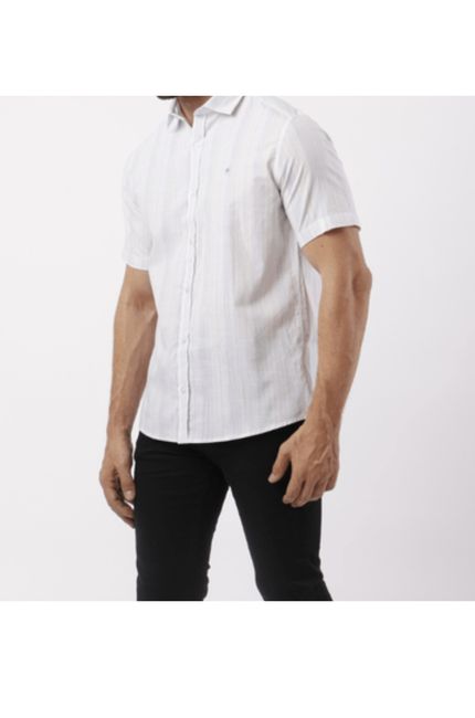 Camisa Manga Curta Floral Escuro Branco
