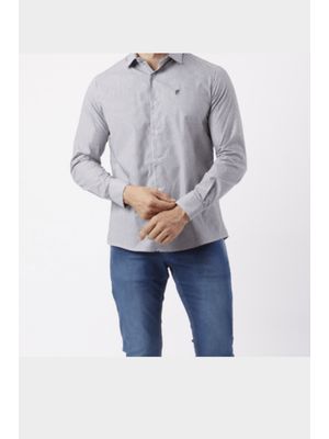 Camisa Custom sem Bolso Manga Longa Azul