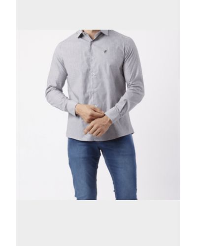 Camisa Custom sem Bolso Manga Longa Azul