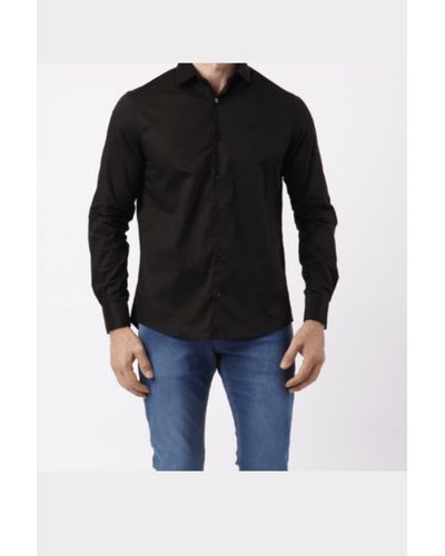 Camisa Custom Manga Longa Sem Bolso Preto Com Logo