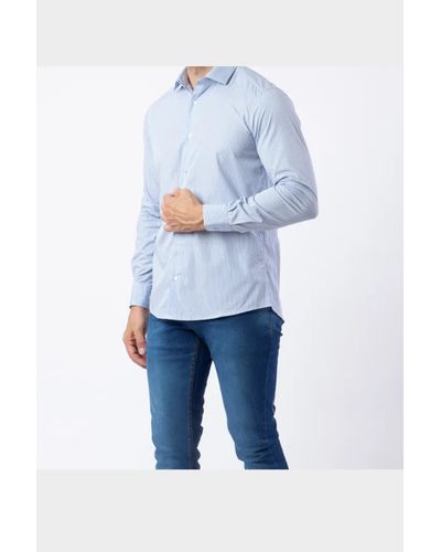 Camisa camelo m/l bordado punho Azul