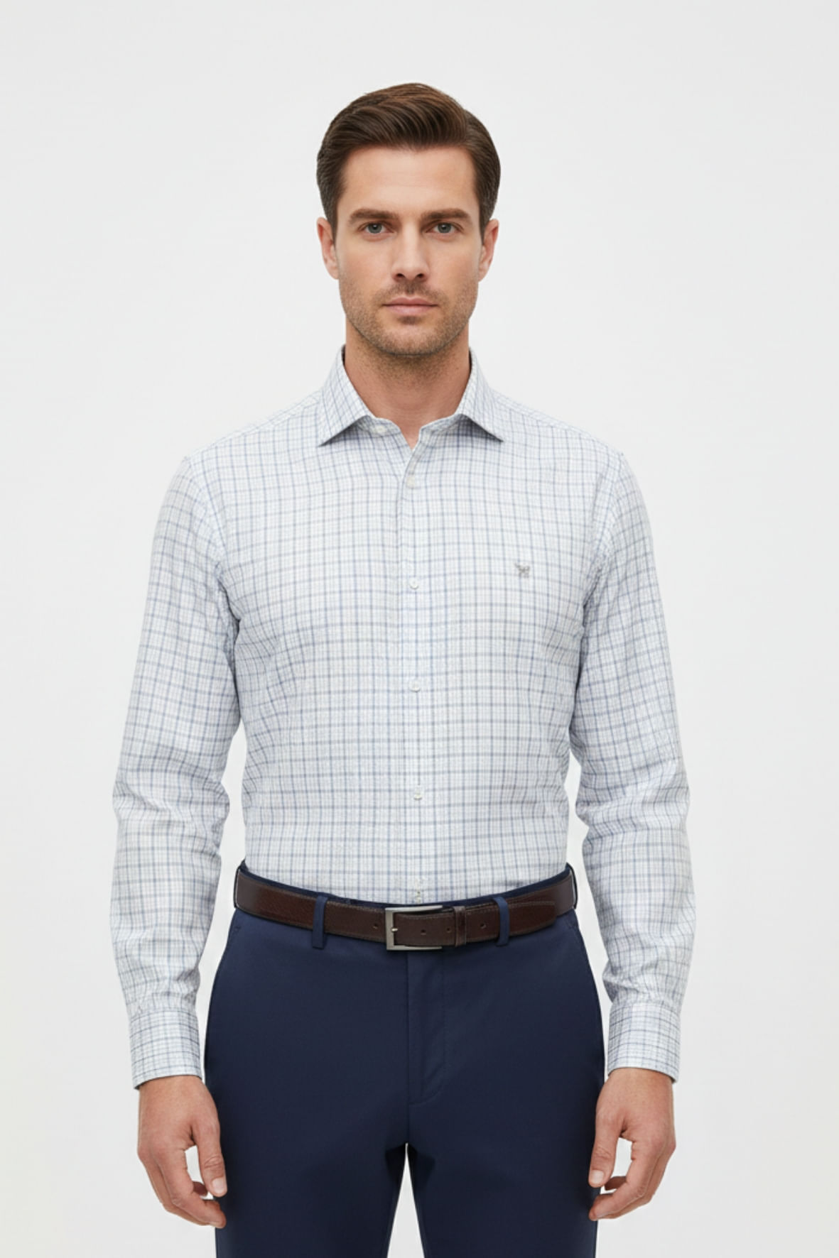 Camisa Manga Longa Sem Bolso  Xadrez Preto