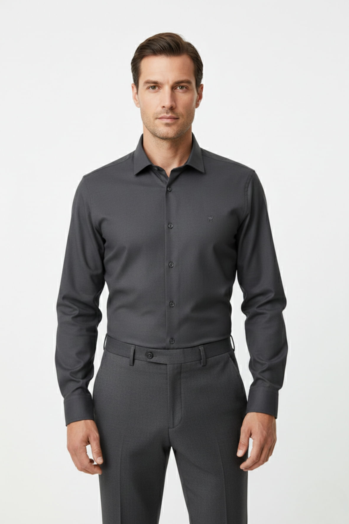 Camisa Manga Longa Custom Cinza Chumbo