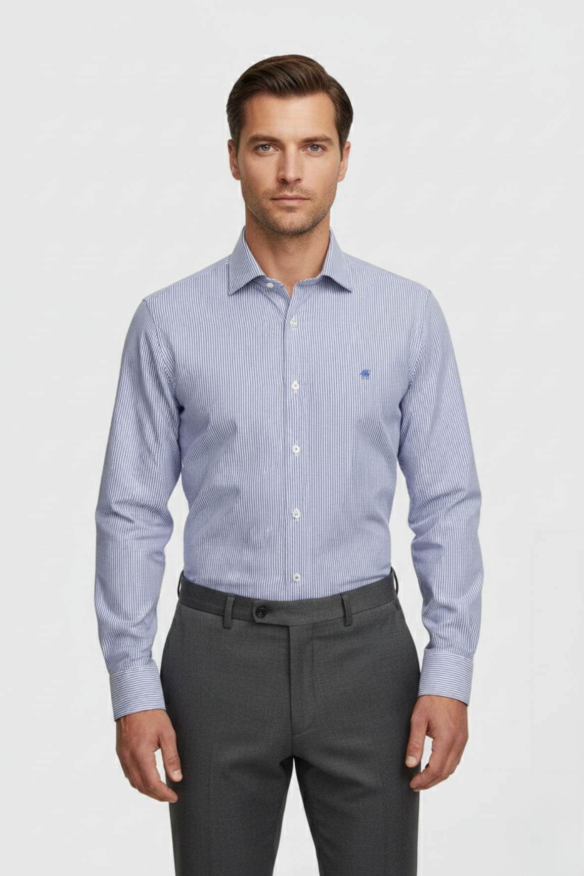 Camisa Custom  sem Bolso Manga Longa Azul Escuro