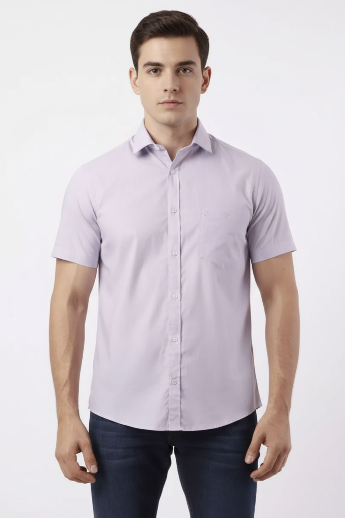 Camisa Manga Curta Custom com Bolso Lilás