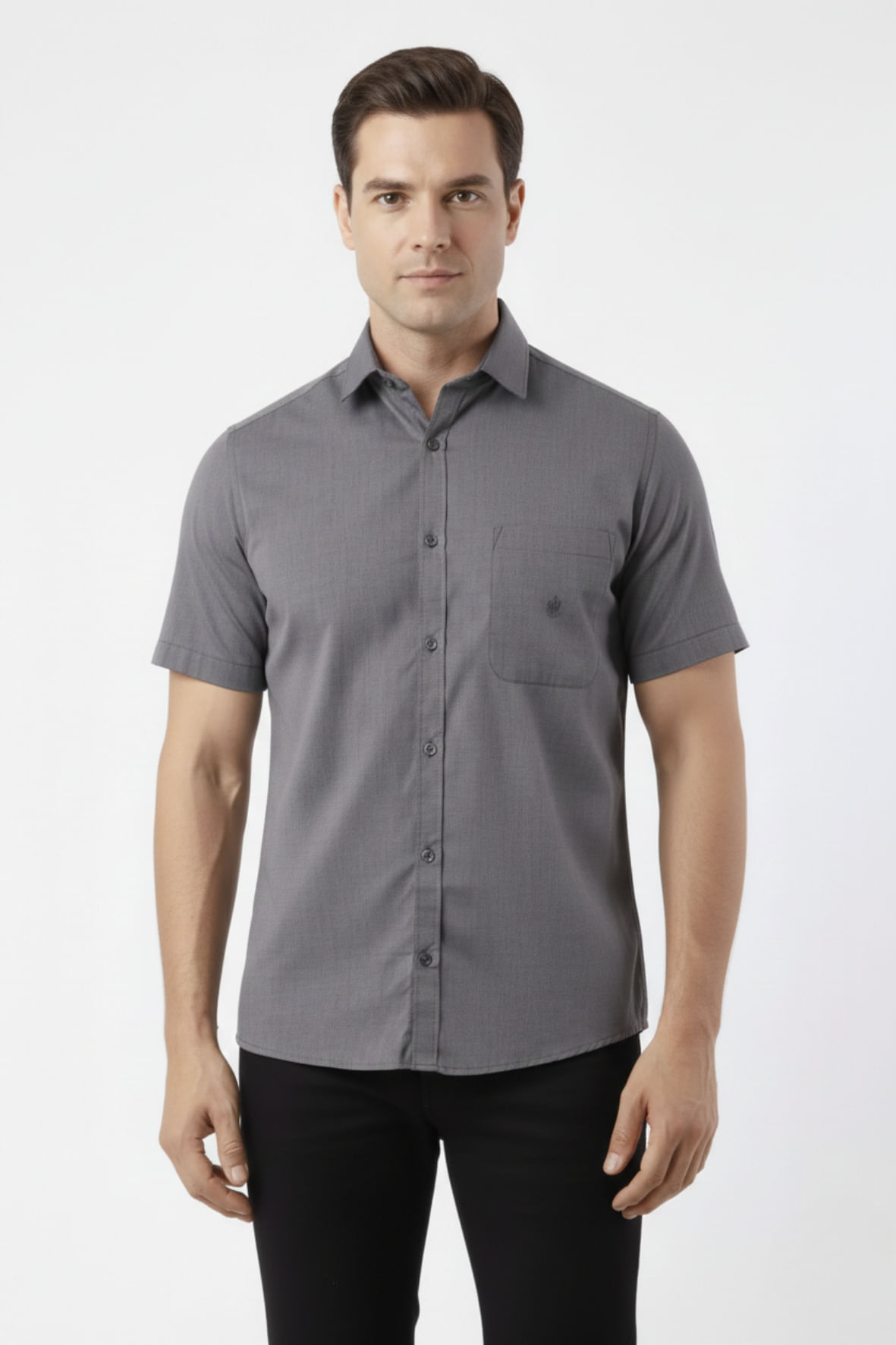 Camisa Manga Curta Custom com Bolso Preta