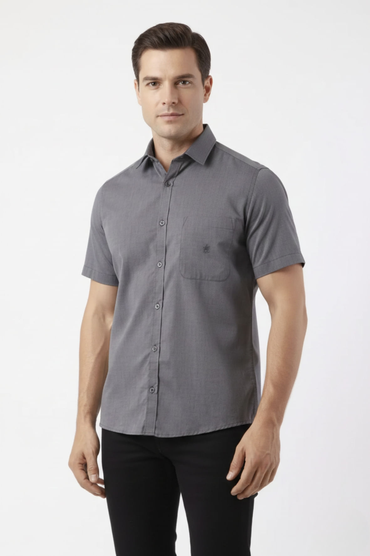 Camisa Manga Curta Custom com Bolso Preta - Hover