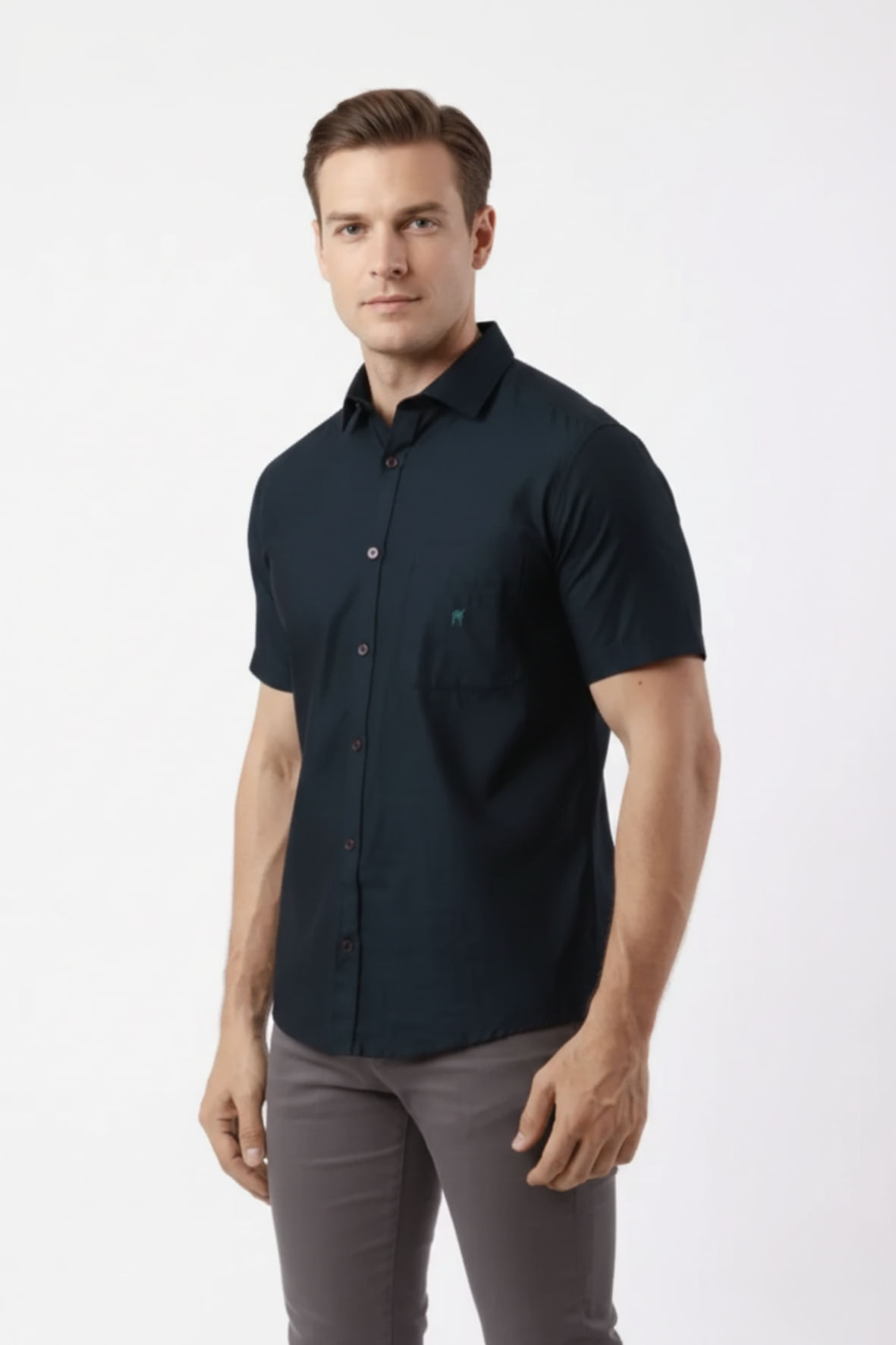 Camisa Manga Curta Custom com Bolso Verde - Hover