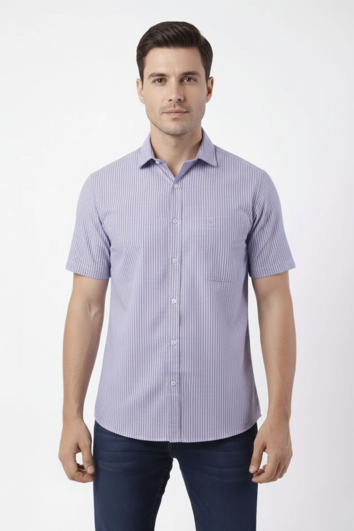 Camisa Custom Manga Curta Azul com Vermelho