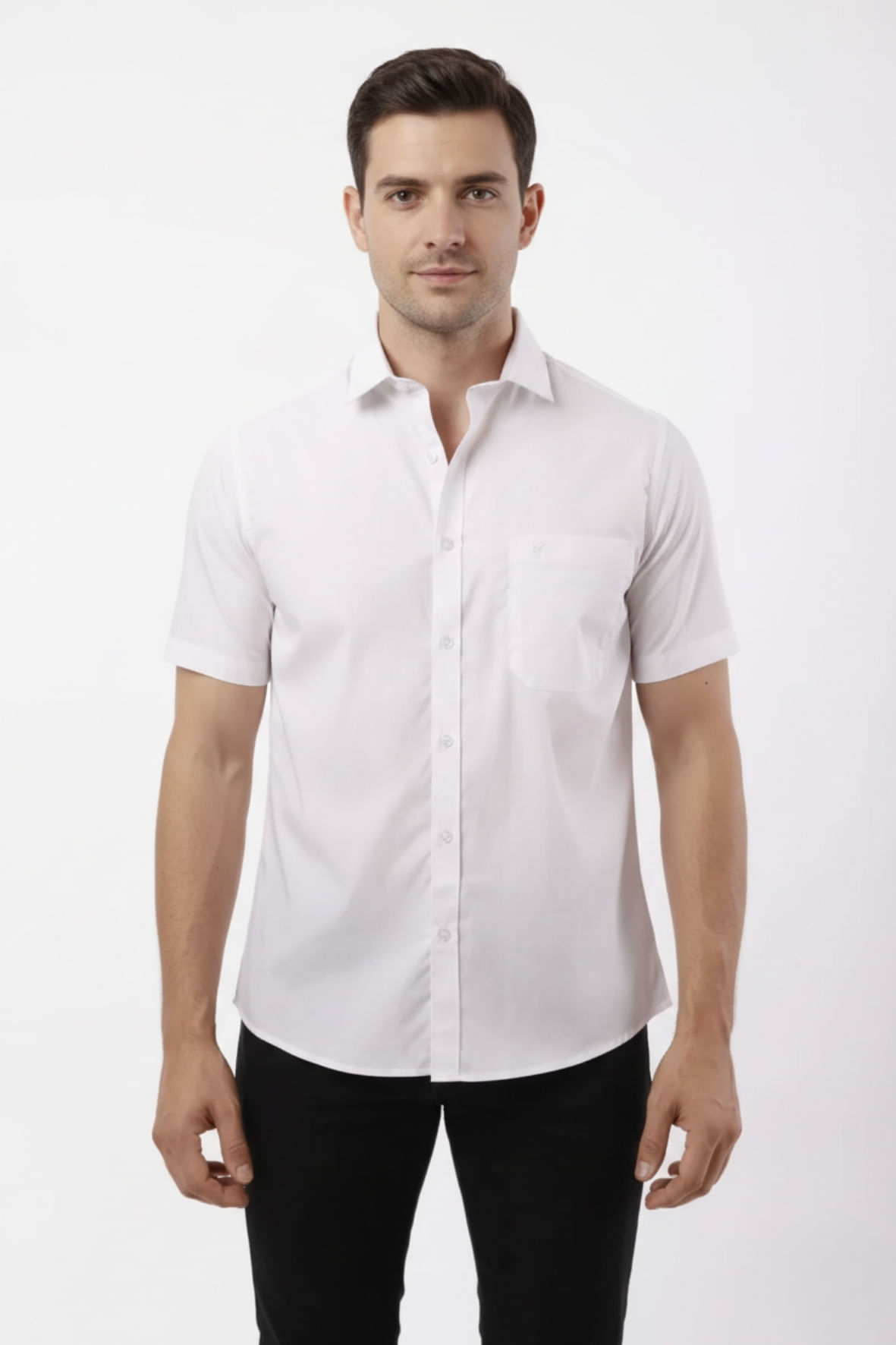 Camisa Custom Manga Curta Branco com Rosa