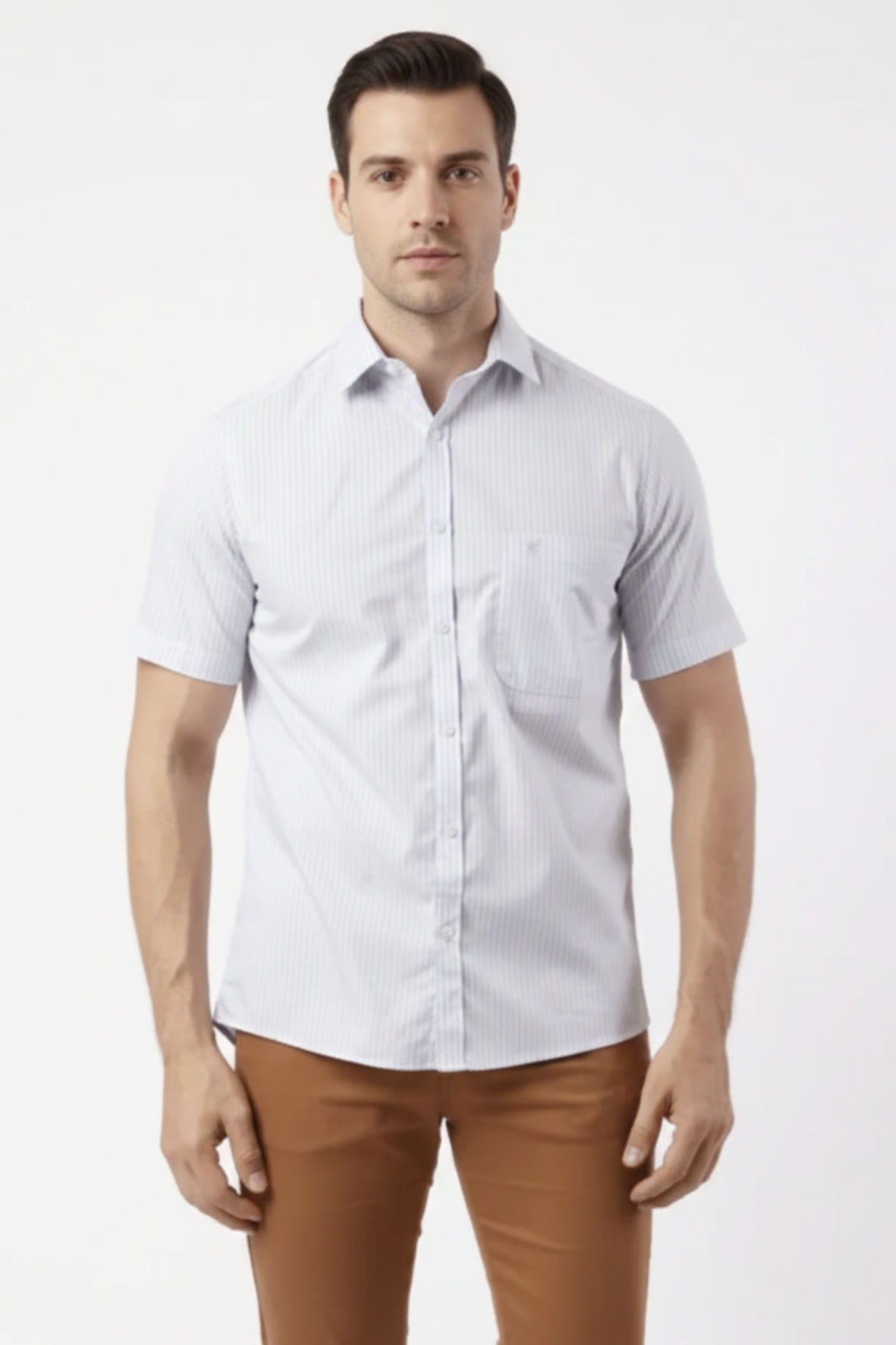 Camisa Custom Manga Curta Azul Claro