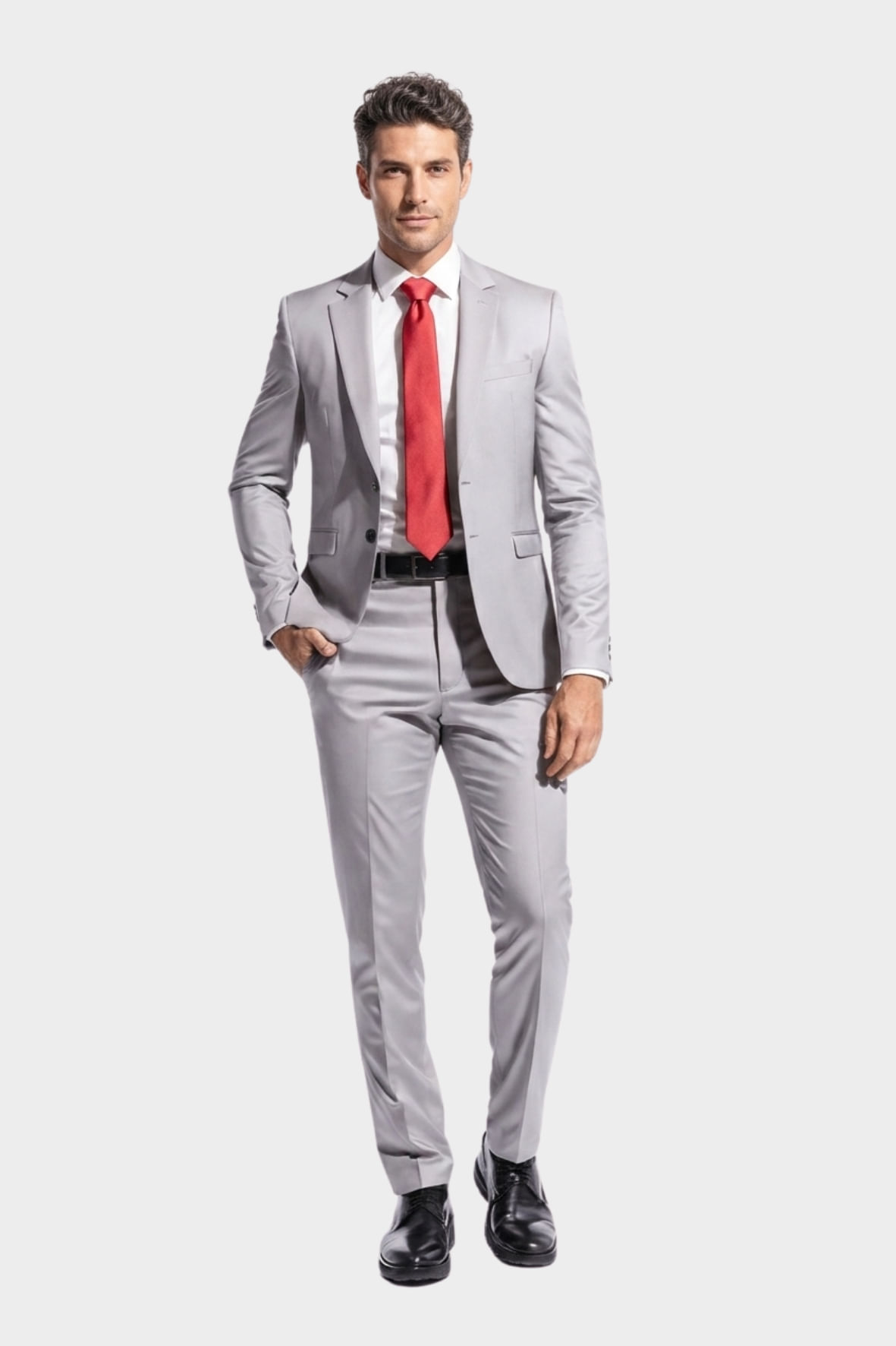 Terno Poliviscose Elastano Liso Cinza