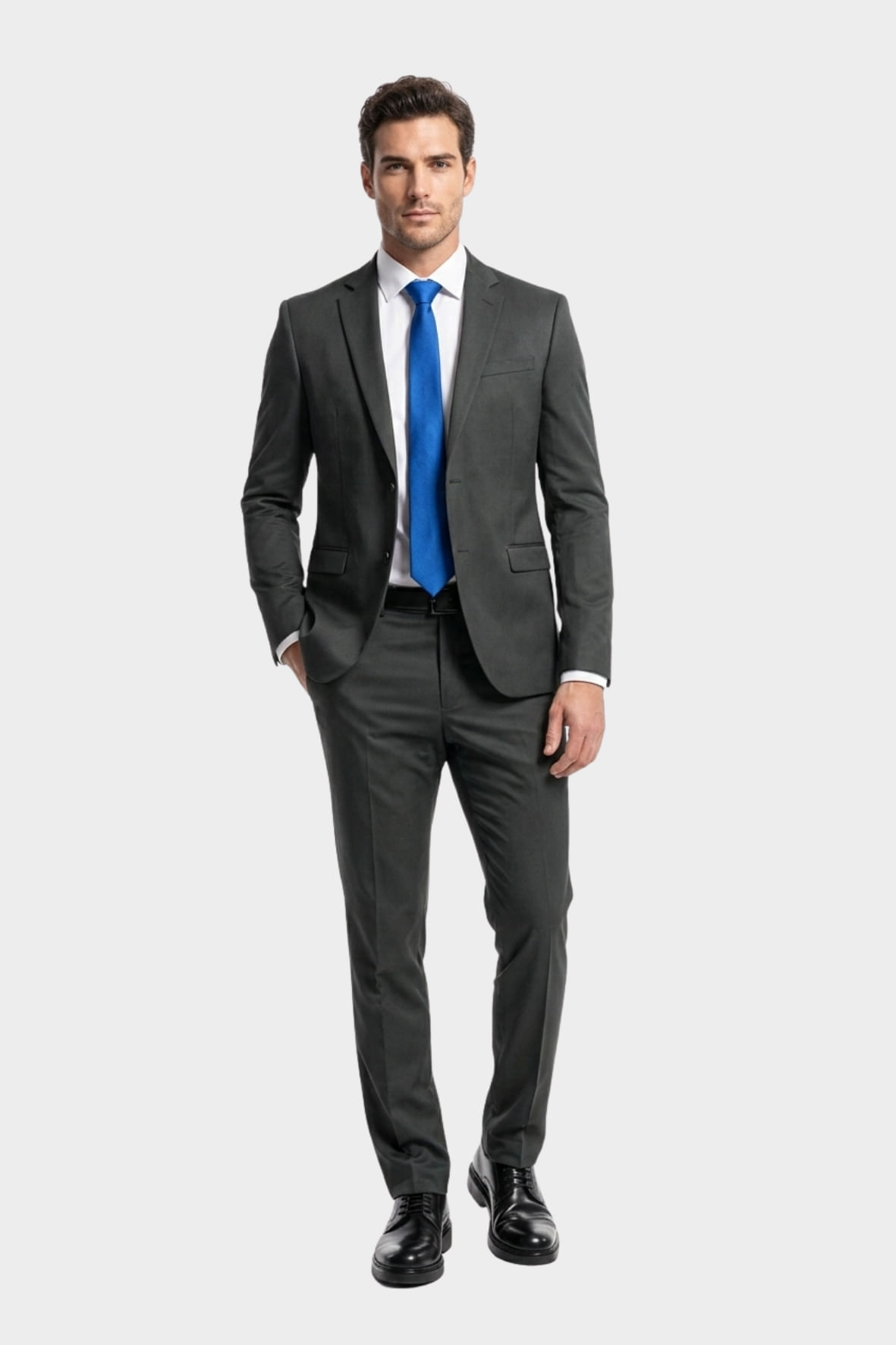 Terno Poliviscose Elastano Liso Cinza Chumbo