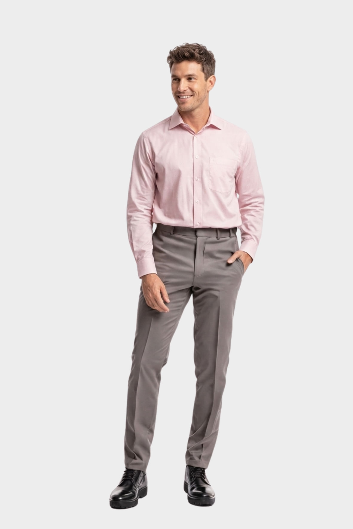 Calça Social Camelo Microfibra Cinza