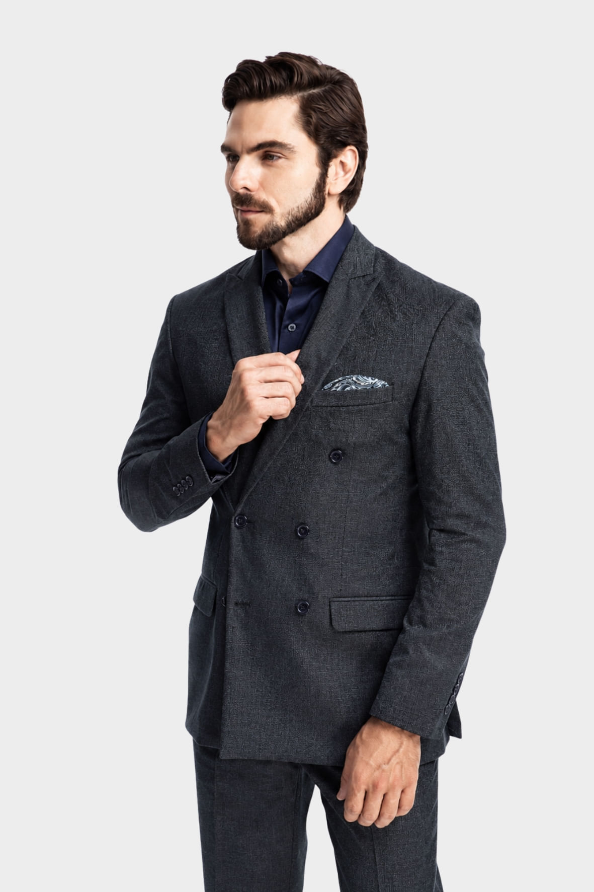 Terno Transpassado Windsor Premium Chumbo - Hover