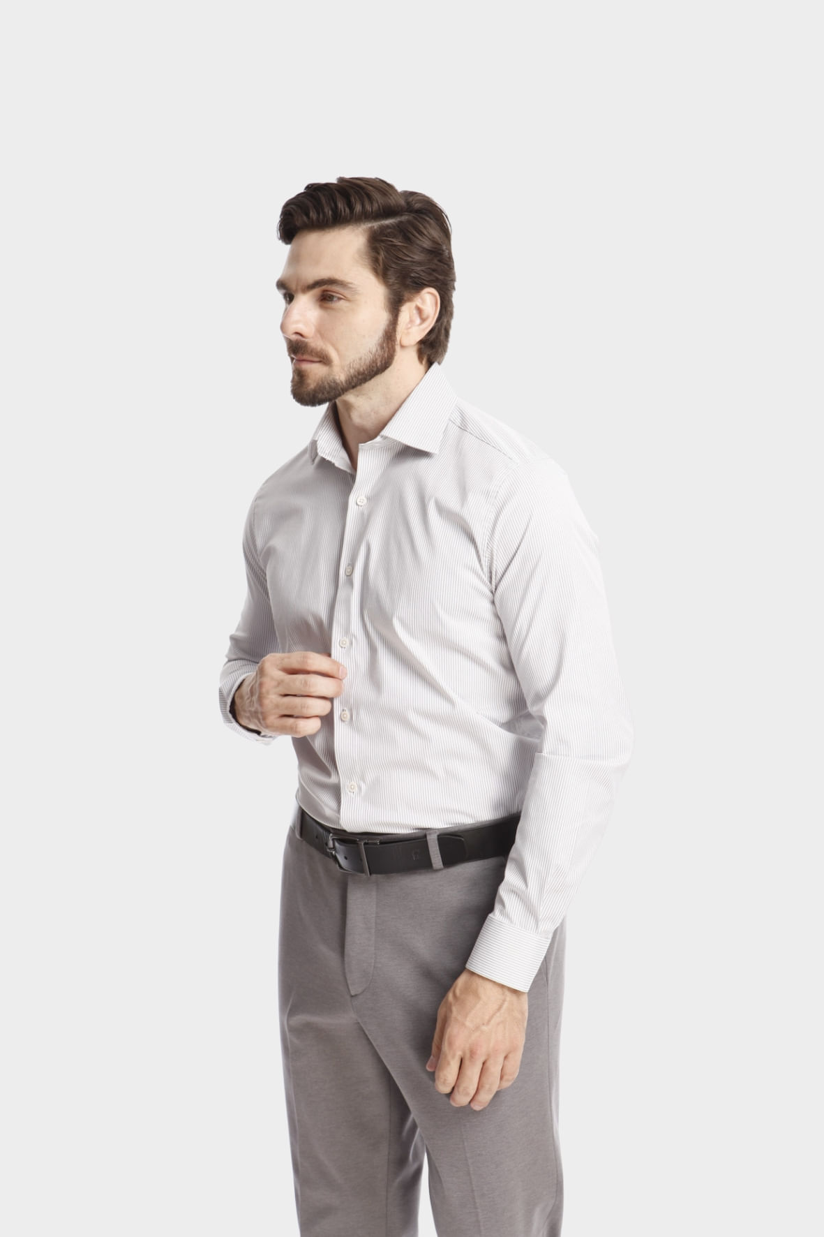 Camisa Social Tech-Defense branco com listras - Hover