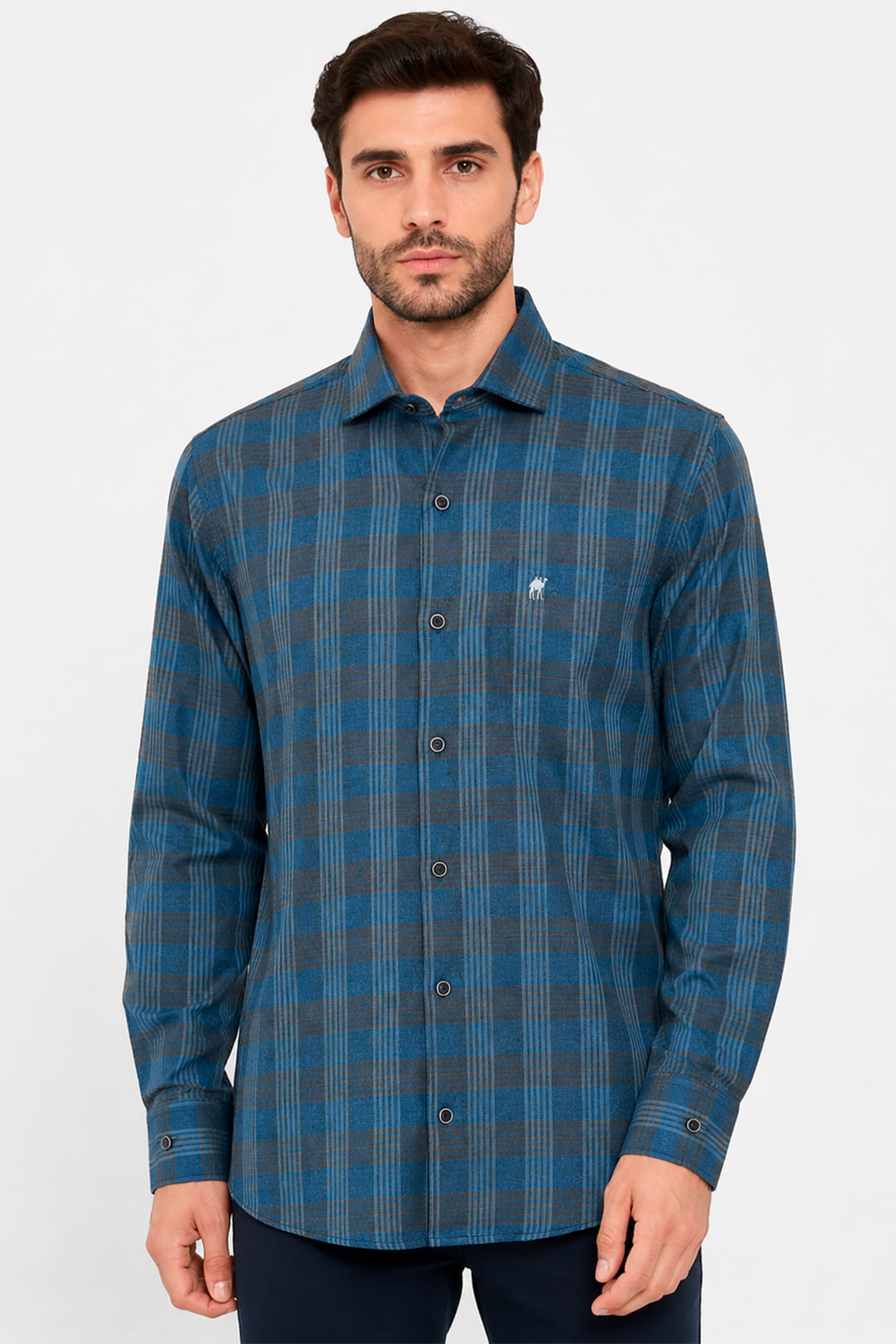 Camisa Flanelada Xadrez Azul marinho