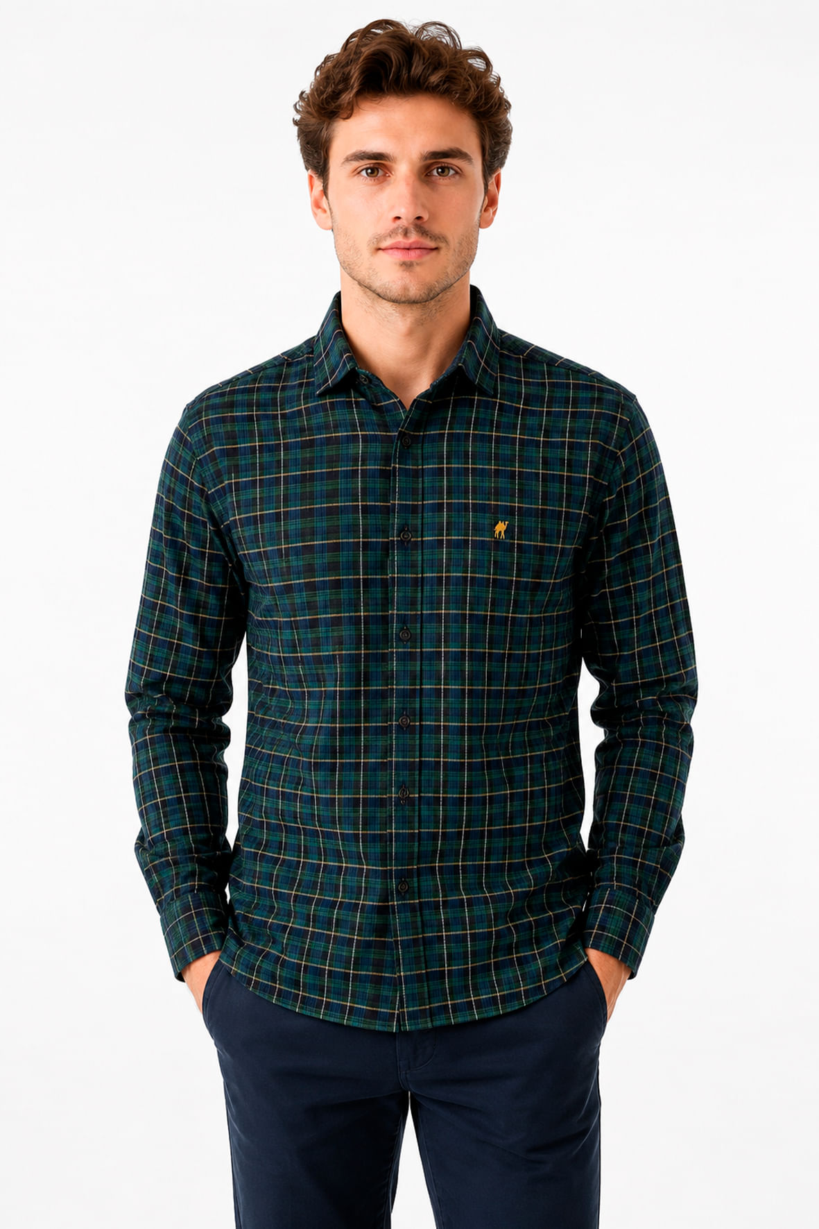 Camisa Flanelada Xadrez verde militar