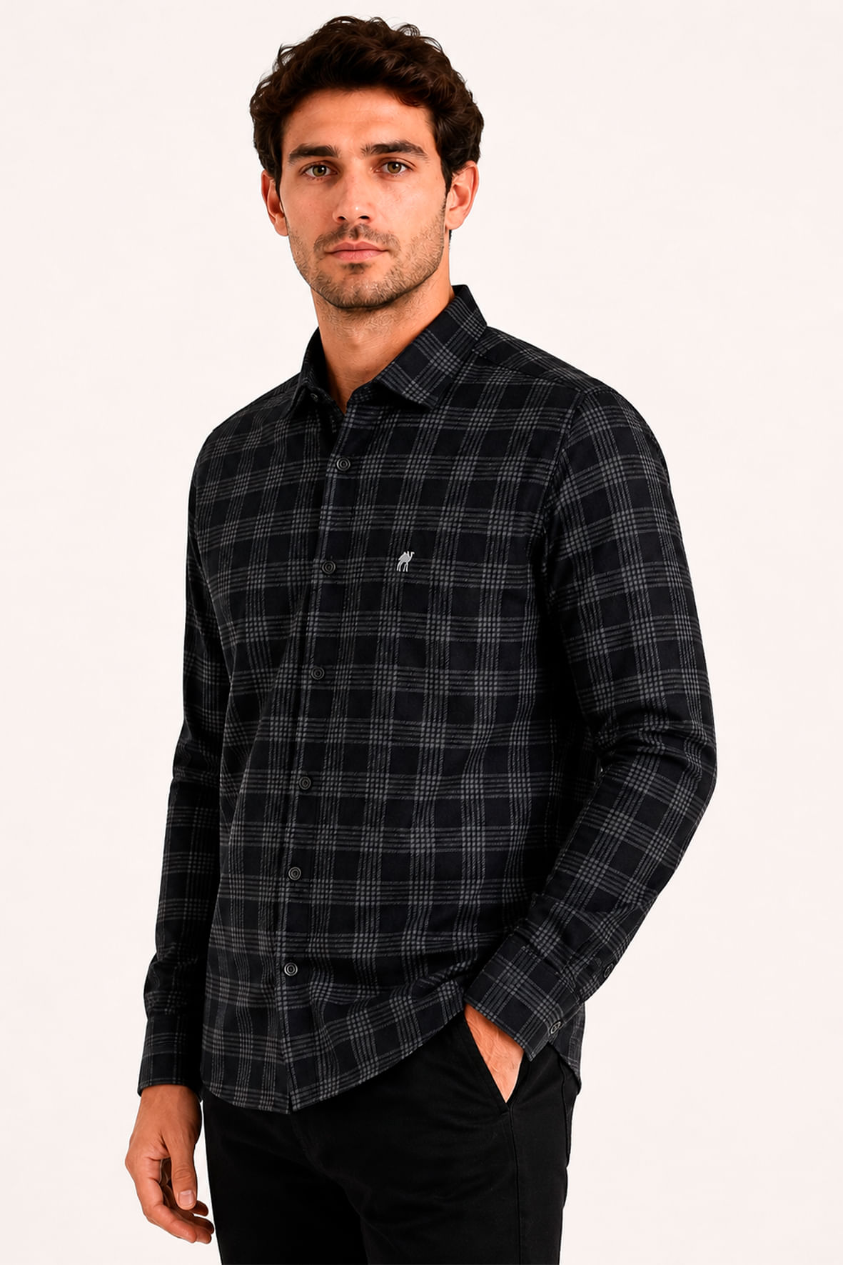 Camisa Flanelada Xadrez preto - Hover