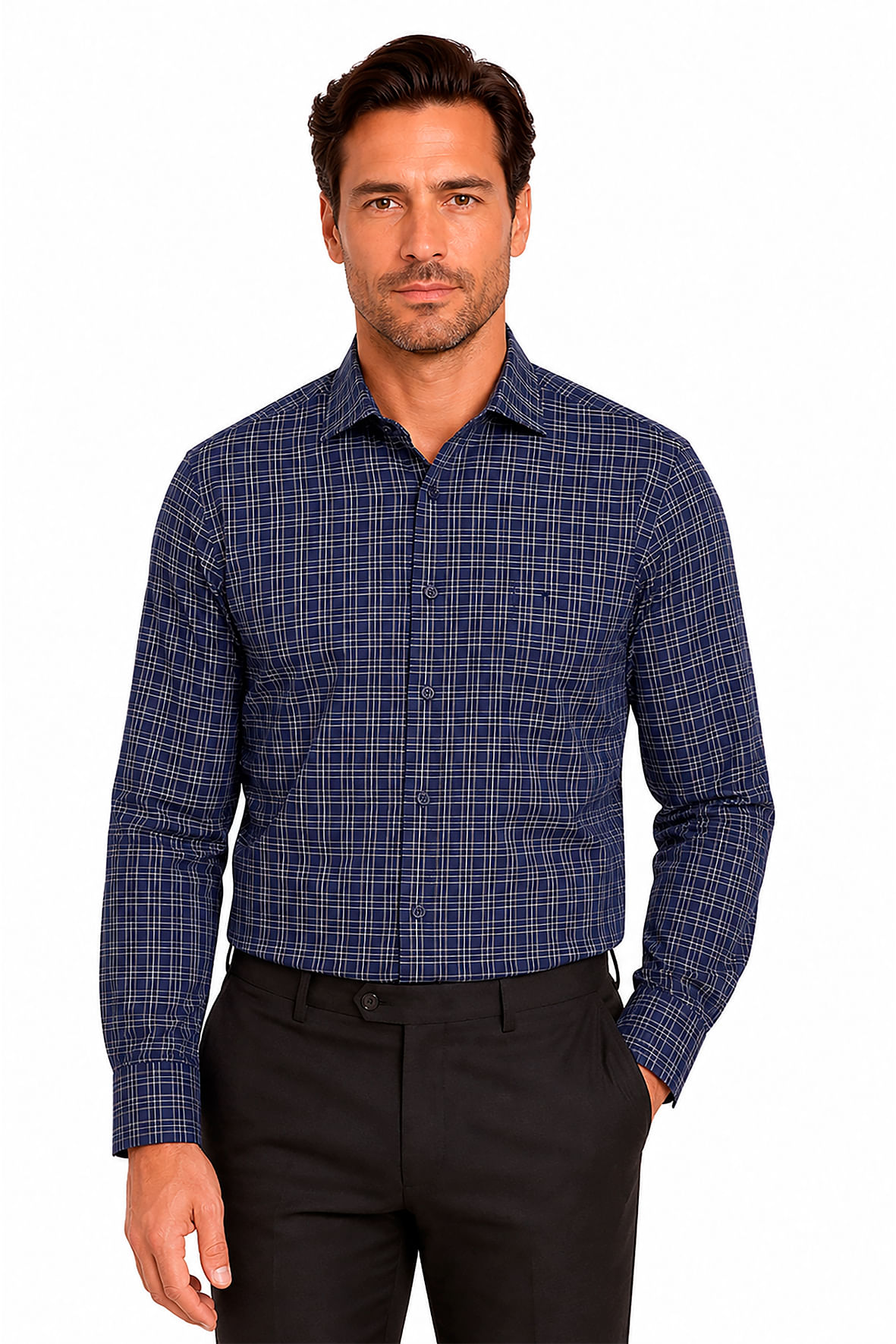 CAMISA MANGA LONGA SLIM COM ELASTANO