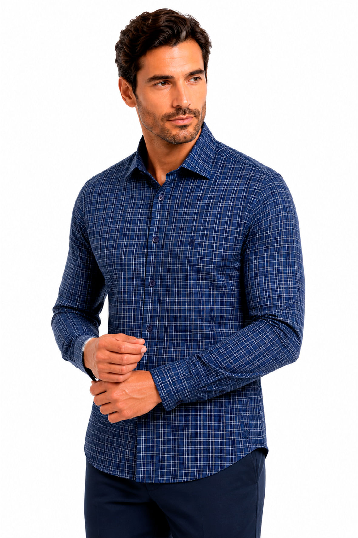 CAMISA MANGA LONGA SLIM COM ELASTANO - Hover